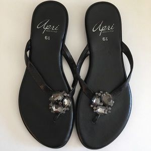 Apri black embellished flip flops